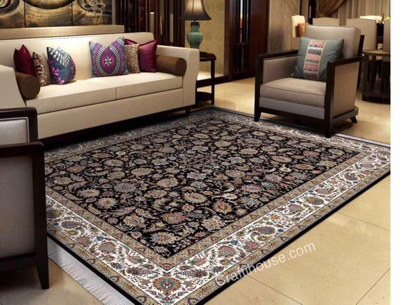 Luxury Stunning Carpet 3x4 Meter Machine Made 1000 Shoulder Carpet Blue Pattern Carpet Premium Design Showcase